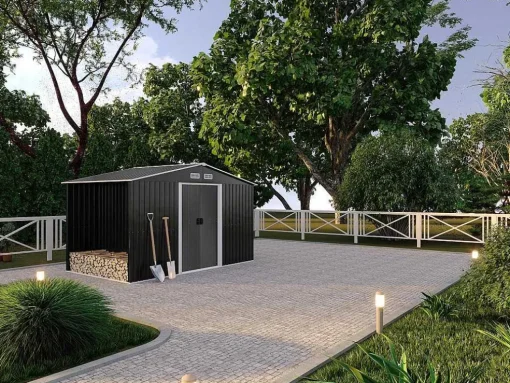 Abrigo De Jardim Em Aco Galvanizado Cinza 6 M - Lery