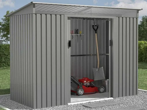 Abrigo De Jardim Em Aco Galvanizado Cinza 3,23 M - Folco