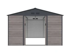 Abrigo De Jardim Metal Aco Galvanizado Efeito Madeira Cinza 13,12 M Adelmo