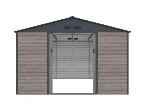 Abrigo De Jardim Metal Aco Galvanizado Efeito Madeira Cinza 13,12 M Adelmo
