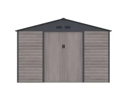 Abrigo De Jardim Metal Aco Galvanizado Efeito Madeira Cinza 13,12 M Adelmo