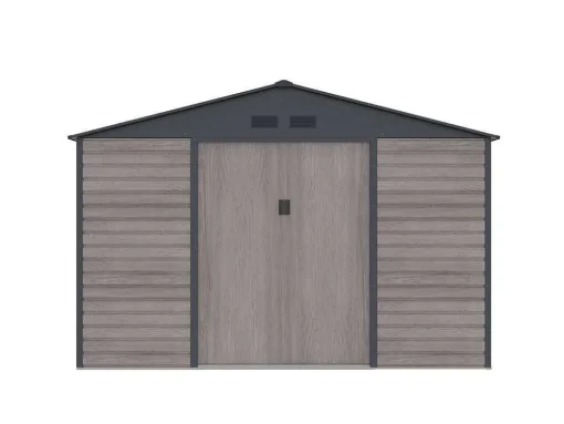 Abrigo De Jardim Metal Aco Galvanizado Efeito Madeira Cinza 13,12 M Adelmo