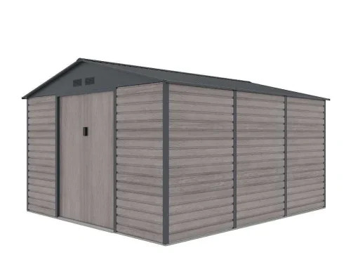Abrigo De Jardim Metal Aco Galvanizado Efeito Madeira Cinza 13,12 M Adelmo