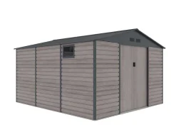Abrigo De Jardim Metal Aco Galvanizado Efeito Madeira Cinza 13,12 M Adelmo
