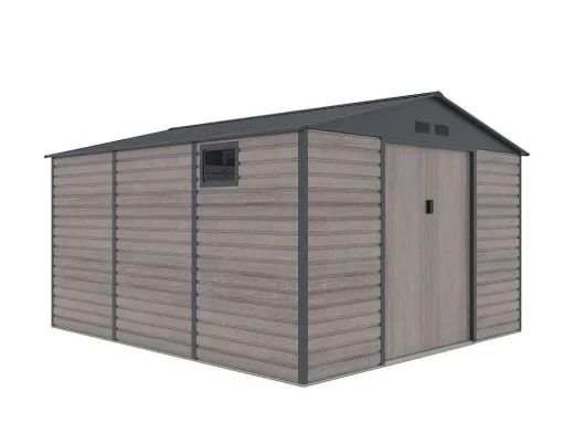 Abrigo De Jardim Metal Aco Galvanizado Efeito Madeira Cinza 13,12 M Adelmo