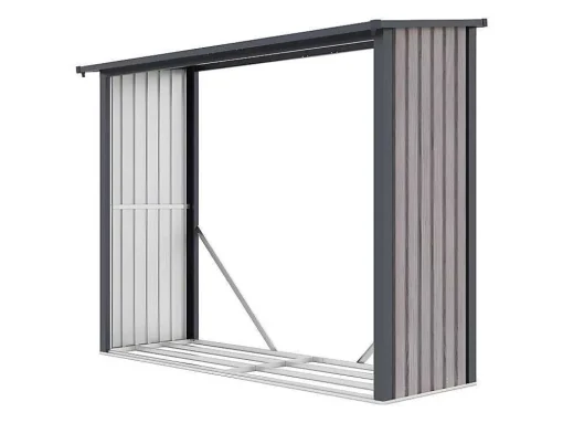 Abrigo Para Lenha Em Aco Galvanizado Efeito Madeira 4,9 Esteres De 4,1 M3 Dimensoes C.242 X L.89 X A.190 Cm - Winwood