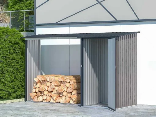 Abrigo Para Lenha Metal Com Arrumação Em Aco Galvanizado 3,49 M3, 2 Esteres, C282 X L109 X A168 Cm - Dorwood