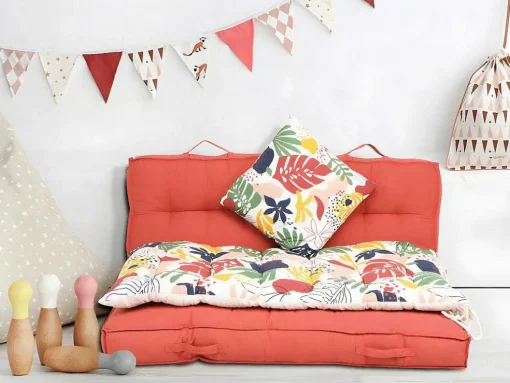 Almofada De Palete Em Algodao 80 X 120 X 12 Cm Cor Coral - Baila