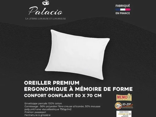 Almofada Memória De Forma Memofill 50X70 Cm Percal De Algodao 91 Fios/Cm 700 G Branco - Auxence