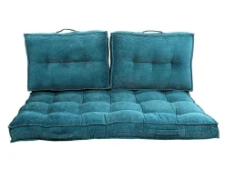 Almofada Para Paletes 120 X 80 X 10 Cm Veludo Canelado Azul - Baila