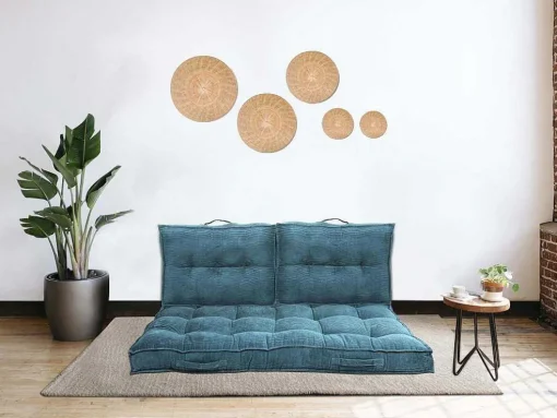 Almofada Para Paletes 120 X 80 X 10 Cm Veludo Canelado Azul - Baila