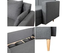 Antoni 3 Lugares Sofá-Cama De Canto Antoni Cinza