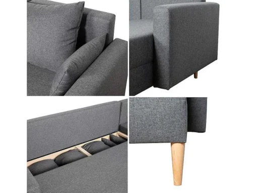 Antoni 3 Lugares Sofá-Cama De Canto Antoni Cinza