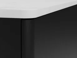 Aparador 3 Portas Com Leds Em Mdf Preto E Efeito Marmore Branco - Devika De Pascal Morabito