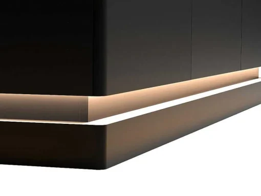 Aparador 3 Portas Com Leds Em Mdf Preto E Efeito Marmore Branco - Devika De Pascal Morabito
