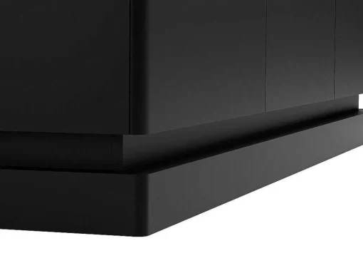 Aparador 3 Portas Com Leds Em Mdf Preto E Efeito Marmore Branco - Devika De Pascal Morabito