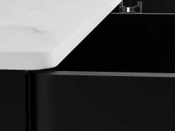 Aparador 3 Portas Com Leds Em Mdf Preto E Efeito Marmore Branco - Devika De Pascal Morabito