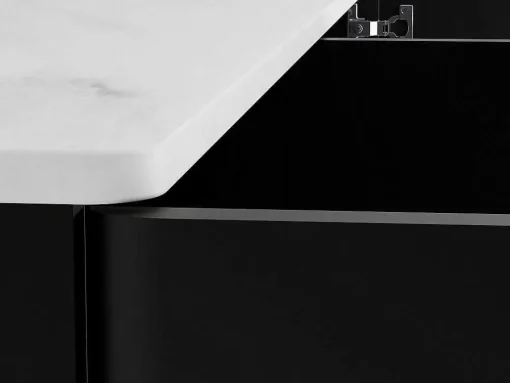 Aparador 3 Portas Com Leds Em Mdf Preto E Efeito Marmore Branco - Devika De Pascal Morabito