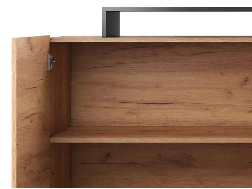 Aparador 4 Portas E 4 Nichos Com Leds, Natural Claro E Antracite - Idesia
