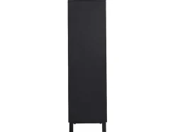 Aparador Alto Com 4 Portas Em Mdf E Metal Cor Natural Claro E Preto - Lobna