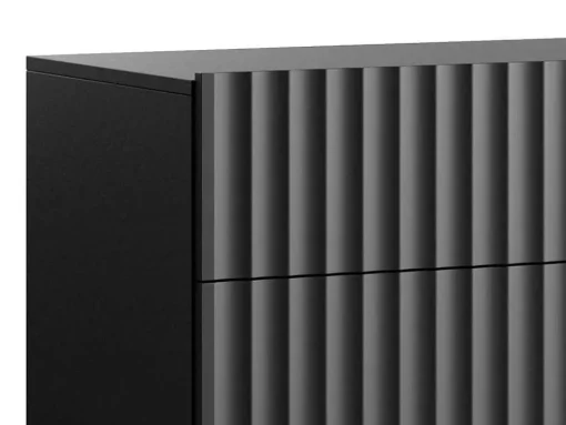 Aparador Alto Com 2 Portas E 2 Gavetas Em Mdf E Aco, Preto E Dourado - Evilana