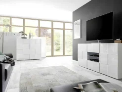 Aparador Alto Com 2 Portas Lacado A Branco - Calisto