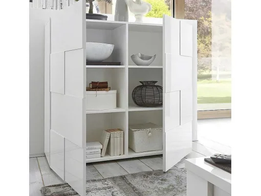 Aparador Alto Com 2 Portas Lacado A Branco - Calisto