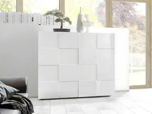 Aparador Alto Com 2 Portas Lacado A Branco - Calisto