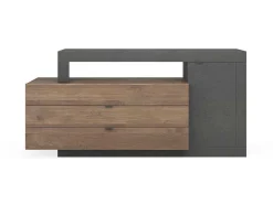 Aparador Com 1 Porta, 3 Gavetas E 1 Nicho, Natural E Antracite - Ruselo
