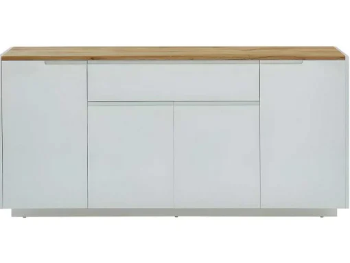Aparador Com 4 Portas E 1 Gaveta Disponivel Em Branco E Carvalho - Mdf Lacado A Branco - Amani
