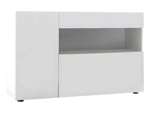 Aparador Com 2 Portas E 1 Gaveta Em Branco Lacado - Altair