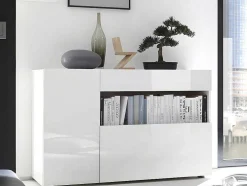 Aparador Com 2 Portas E 1 Gaveta Em Branco Lacado - Altair