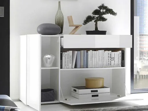 Aparador Com 2 Portas E 1 Gaveta Em Branco Lacado - Altair
