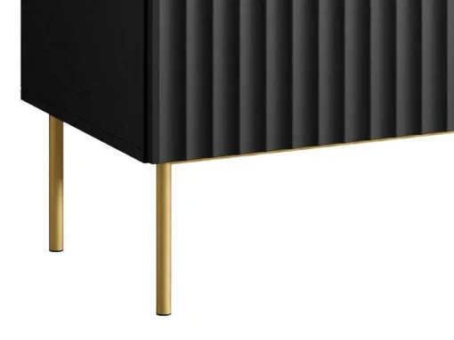 Aparador Com 2 Portas E 3 Gavetas Em Mdf E Aco, Preto E Dourado - Evilana