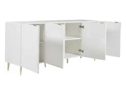 Aparador Com 4 Portas Em Mdf E Aco Branco E Dourado - Yesinia