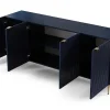 Aparador Com 4 Portas Em Mdf E Aco Azul E Dourado - Yesinia