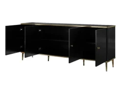 Aparador Com 4 Portas Em Mdf E Aco Preto E Dourado - Sinead De Pascal Morabito