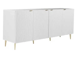 Aparador Com 4 Portas Em Mdf E Aco Branco E Dourado - Yesinia