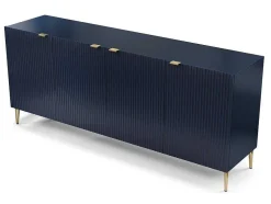 Aparador Com 4 Portas Em Mdf E Aco Azul E Dourado - Yesinia