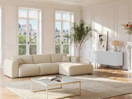 Aparador Com 4 Portas Em Mdf E Aco Branco E Dourado - Yesinia