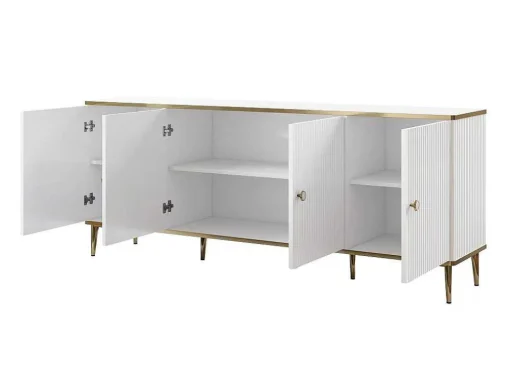 Aparador Com 4 Portas Em Mdf E Aco Branco E Dourado - Sinead De Pascal Morabito