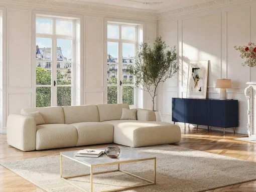Aparador Com 4 Portas Em Mdf E Aco Azul E Dourado - Yesinia