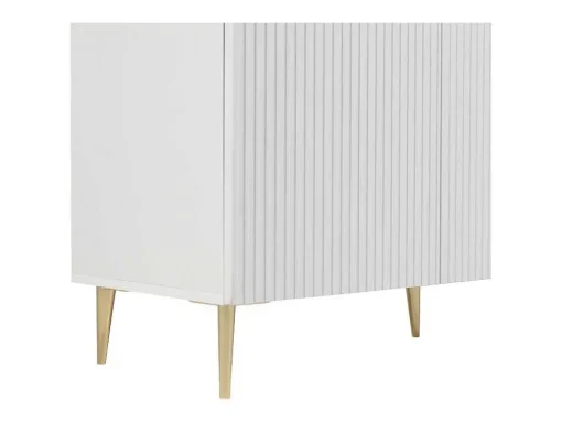 Aparador Com 4 Portas Em Mdf E Aco Branco E Dourado - Yesinia