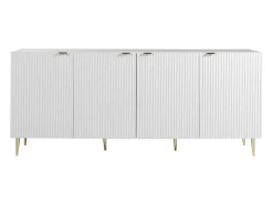 Aparador Com 4 Portas Em Mdf E Aco Branco E Dourado - Yesinia