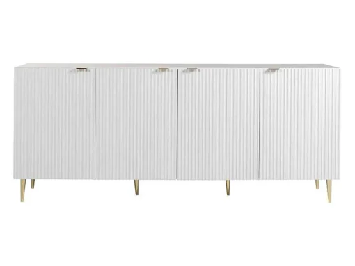 Aparador Com 4 Portas Em Mdf E Aco Branco E Dourado - Yesinia