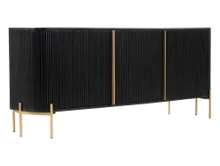 Aparador Com 3 Portas Madeira De Mangueira E Metal Preto E Dourado - Balimela