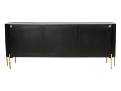 Aparador Com 3 Portas Madeira De Mangueira E Metal Preto E Dourado - Balimela