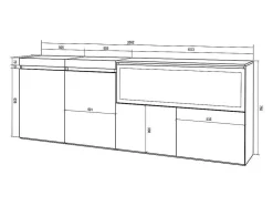 Aparador Sala De Jantar, 210, 4 Portas, Lareira Electrica Xxl, Cimento