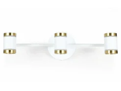 Aplique De Casa De Banho Com Leds Aluminio, 3 Focos, L45 Cm Branco E Dourado - Ashford