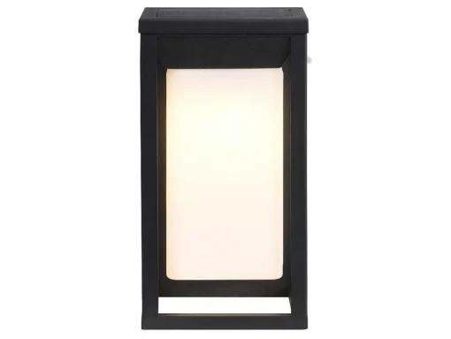 Aplique De Exterior Com Painel Solar E Leds C15 X A30 Cm Metal Preto - Fozzano